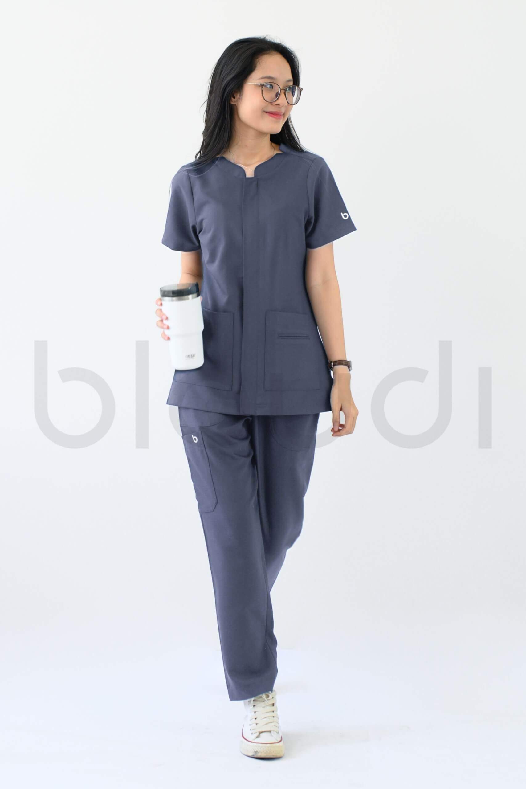 Zip-up Scrubs Nữ Gray